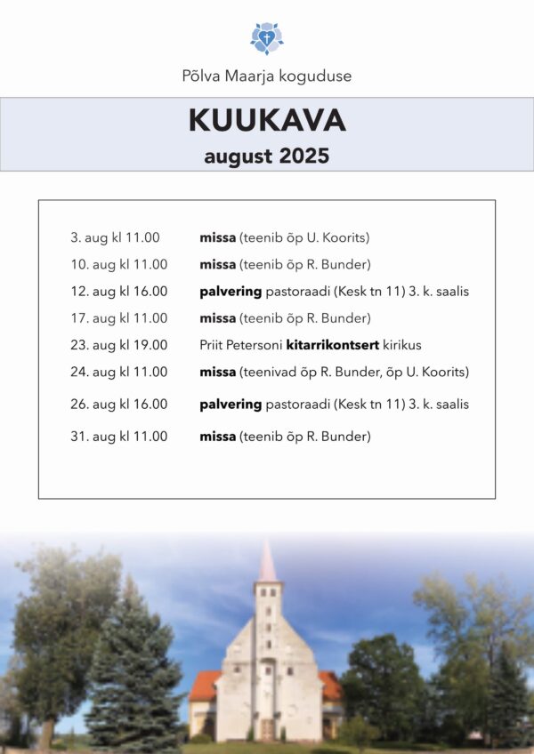 Põlva Maarja koguduse kuukava - august 2025